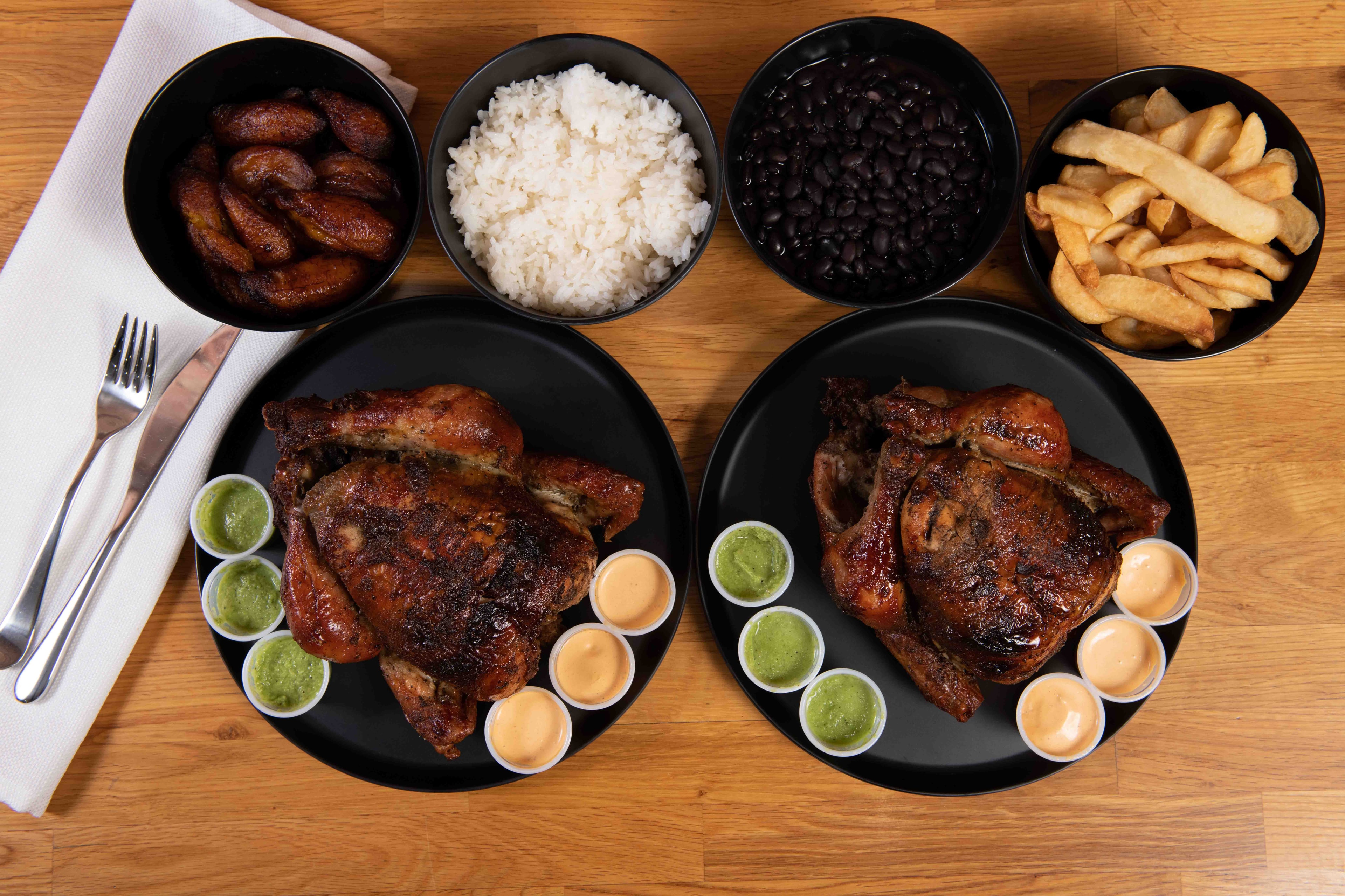 2 Whole Chickens with 4 Sides